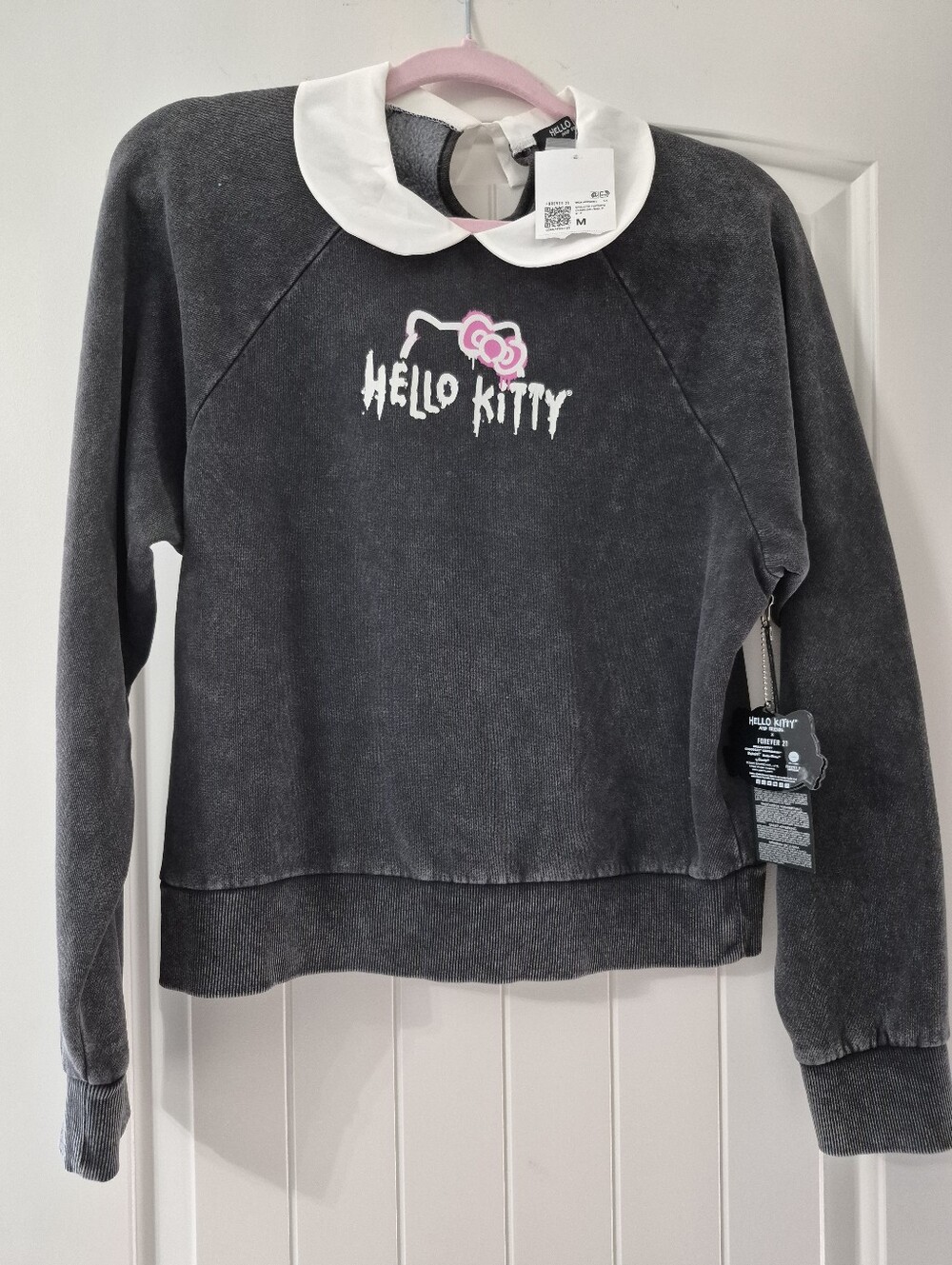 Forever 21 Hello Kitty Dark Gray Sweatshirt with White Peter Pan Collar